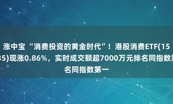涨中宝 “消费投资的黄金时代”！港股消费ETF(159735)现涨0.86%，实时成交额超7000万元排名同指数第一