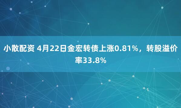 小散配资 4月22日金宏转债上涨0.81%，转股溢价率33.8%