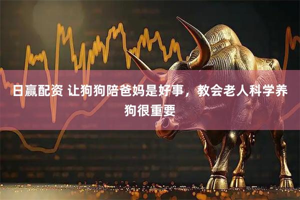 日赢配资 让狗狗陪爸妈是好事，教会老人科学养狗很重要